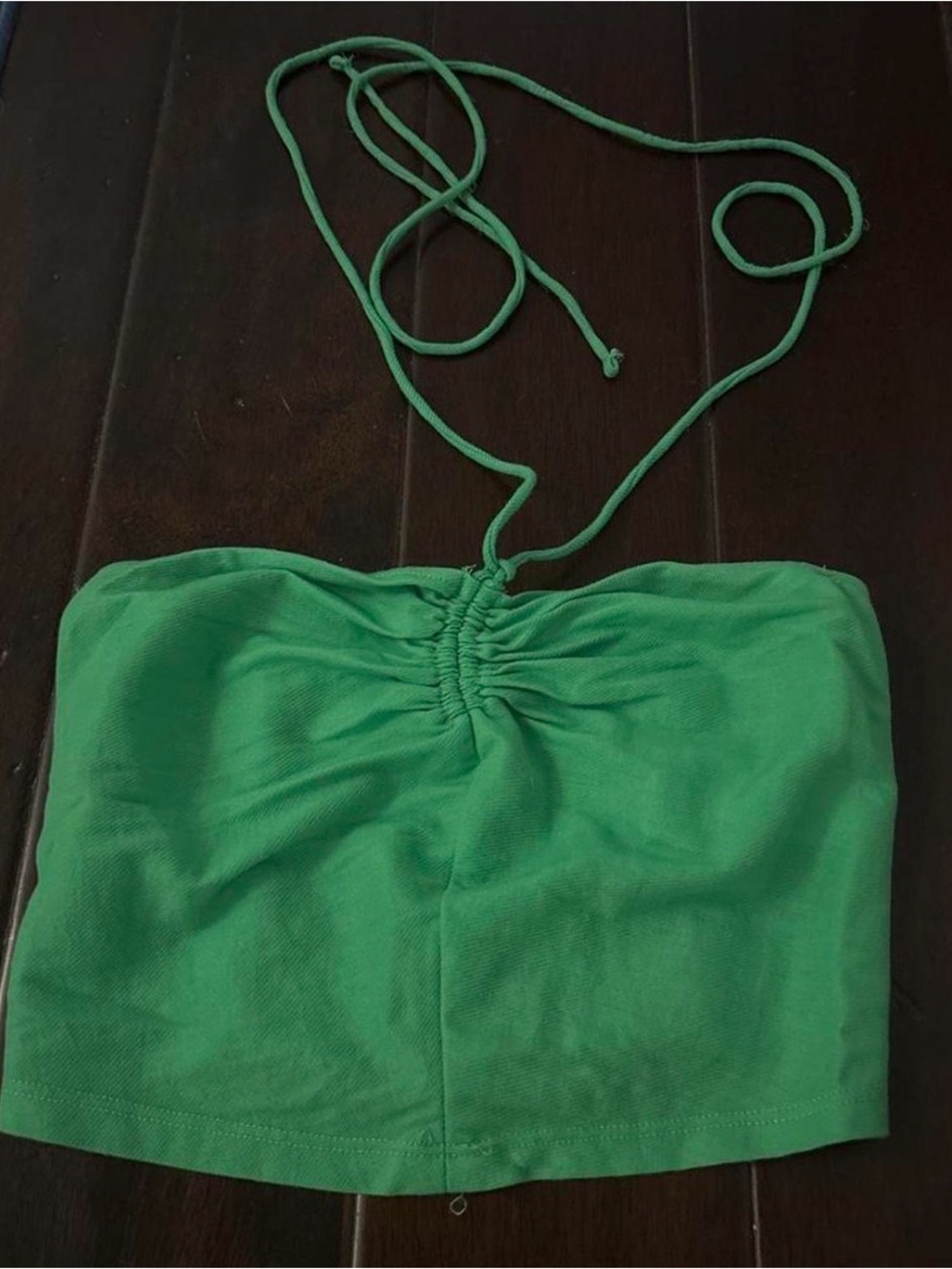 Zara Bright Green Ruched Halter Top
